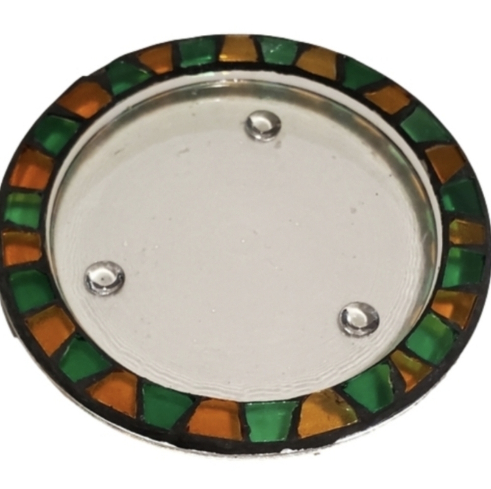 Green & gold  glass candy dish/ash tray/ candle holder